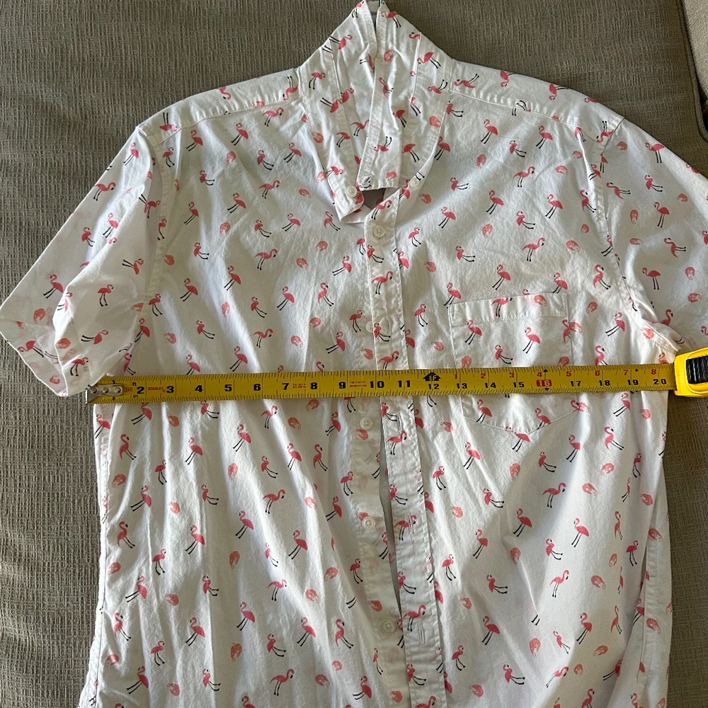 J.Crew Men's Slim Flex Washed Flamingo Print Button-Down Shirt - Size Large